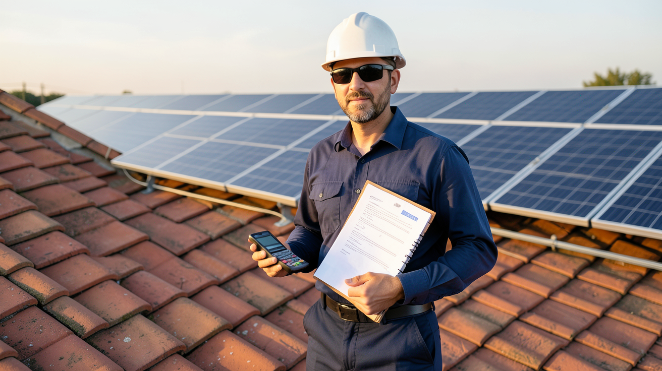 prix de l'installation de panneaux solaires illustrant la rentabilité avec un professionnel et des documents financiers