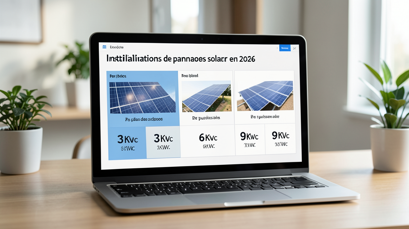 prix d'une installation de panneaux solaires tableau comparatif 2026 pour 3 kWc 6 kWc et 9 kWc
