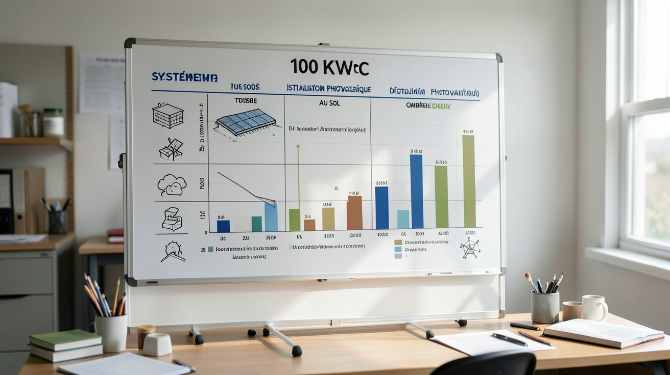 prix installation photovoltaïque 100 kWc décomposition des coûts selon le type de structure