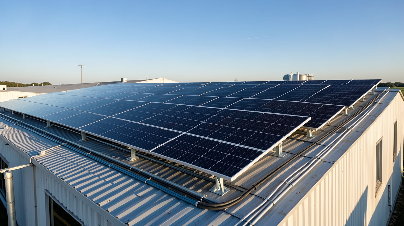 prix installation photovoltaïque 100 kWc : production annuelle estimée d'une centrale solaire de 100 kWc sur un toit industriel