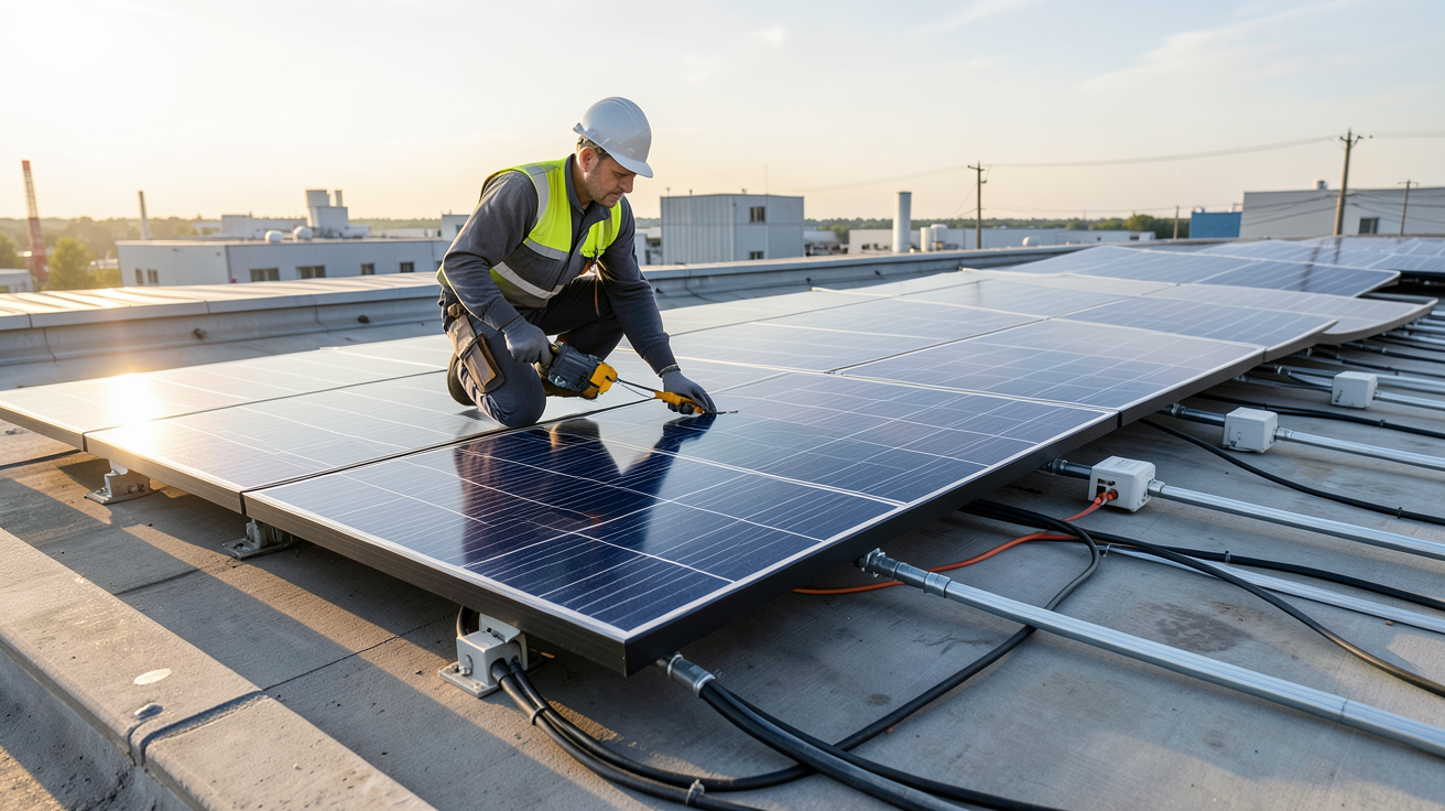 prix installation photovoltaïque 36 kWc comparatif des installateurs professionnels sur un toit industriel
