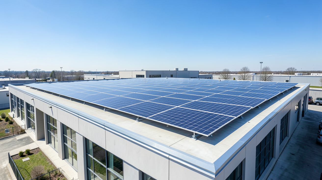prix installation photovoltaïque 36 kwc illustré par une installation solaire de grande capacité sur un toit moderne