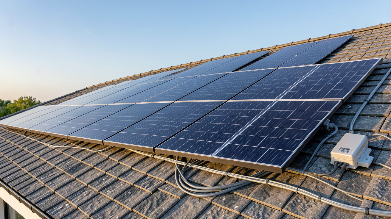 prix installation photovoltaïque 6 kWc panneaux solaires sur toit de maison moderne