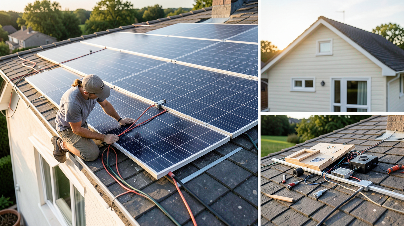 prix d'une installation photovoltaïque 9 kW : comparaison entre pose professionnelle et kit DIY sur une toiture de maison