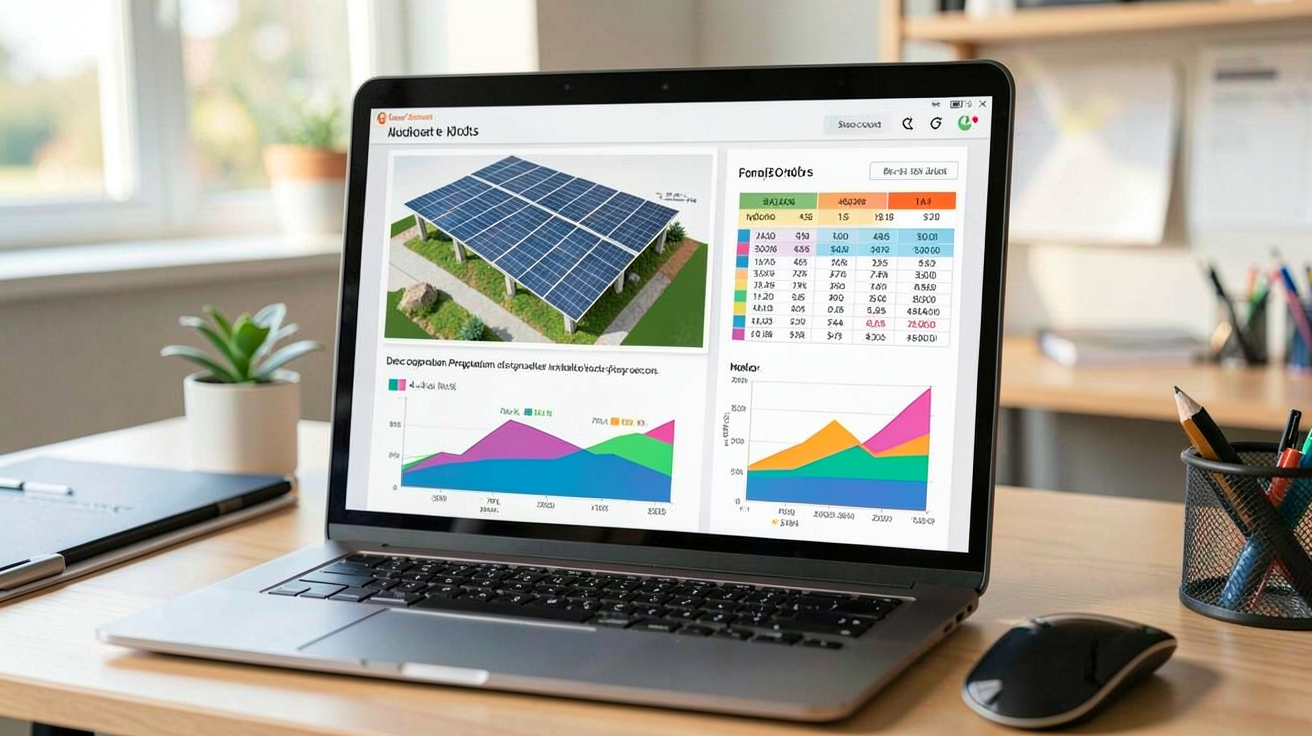 prix installation photovoltaïque autonome décomposition des coûts sur écran d'ordinateur