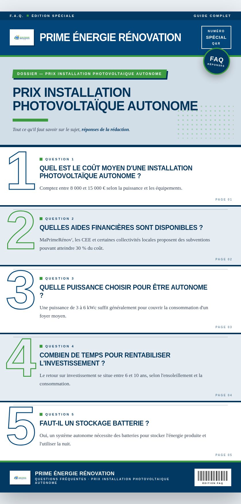 Infographie : Prix installation photovoltaïque autonome