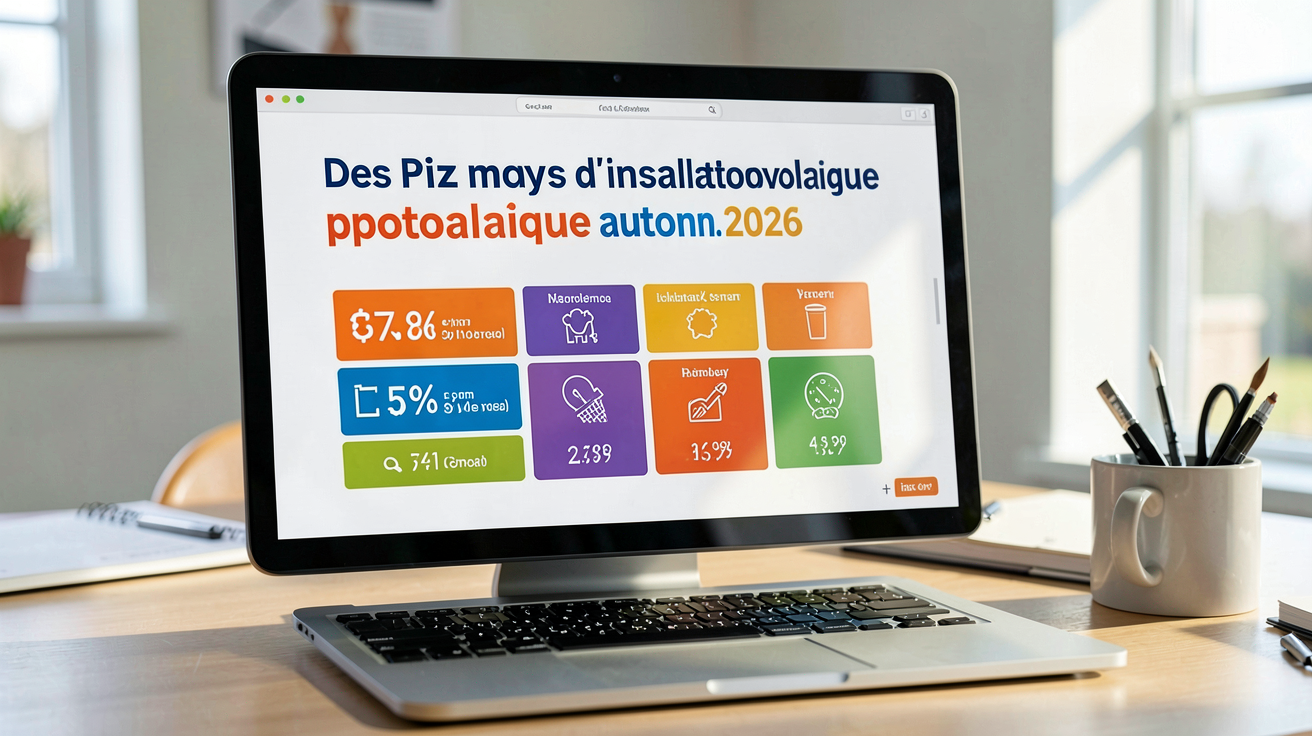 prix installation photovoltaique autonome tableau récapitulatif des prix moyens par puissance pour 2026 affiché sur écran d'ordinateur