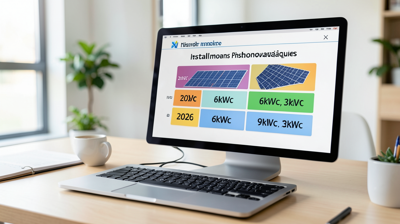 prix pour une installation photovoltaïque tableau comparatif 2026 des coûts par puissance 3kWc 6kWc 9kWc