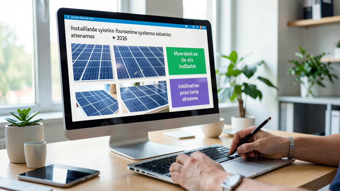prix installation solaire autonome fourchettes 2026 affichées sur écran d'ordinateur