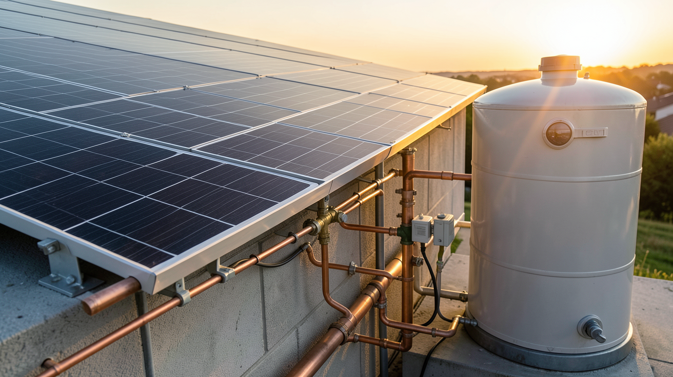 prix installation solaire thermique fonctionnement d'une installation solaire thermique avec capteurs sur toit et ballon de stockage