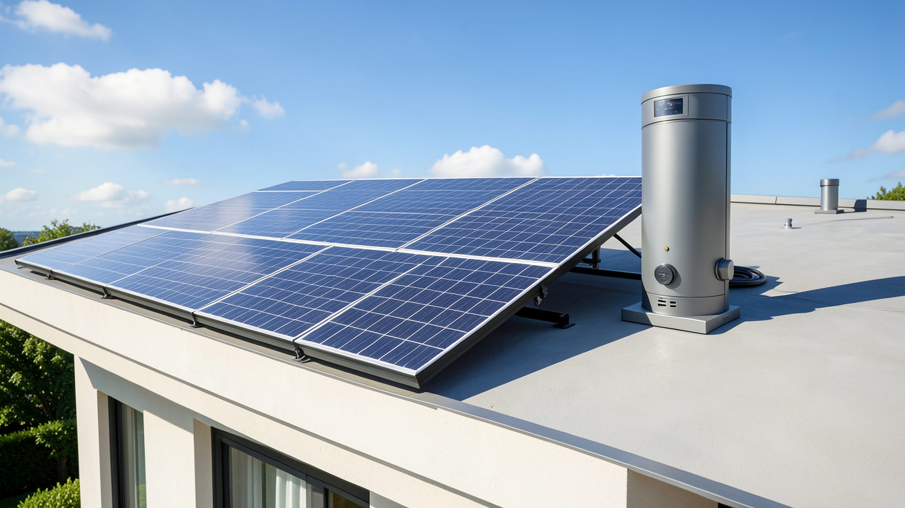 prix kit chauffe eau solaire illustré par une installation de panneaux solaires thermiques sur un toit moderne