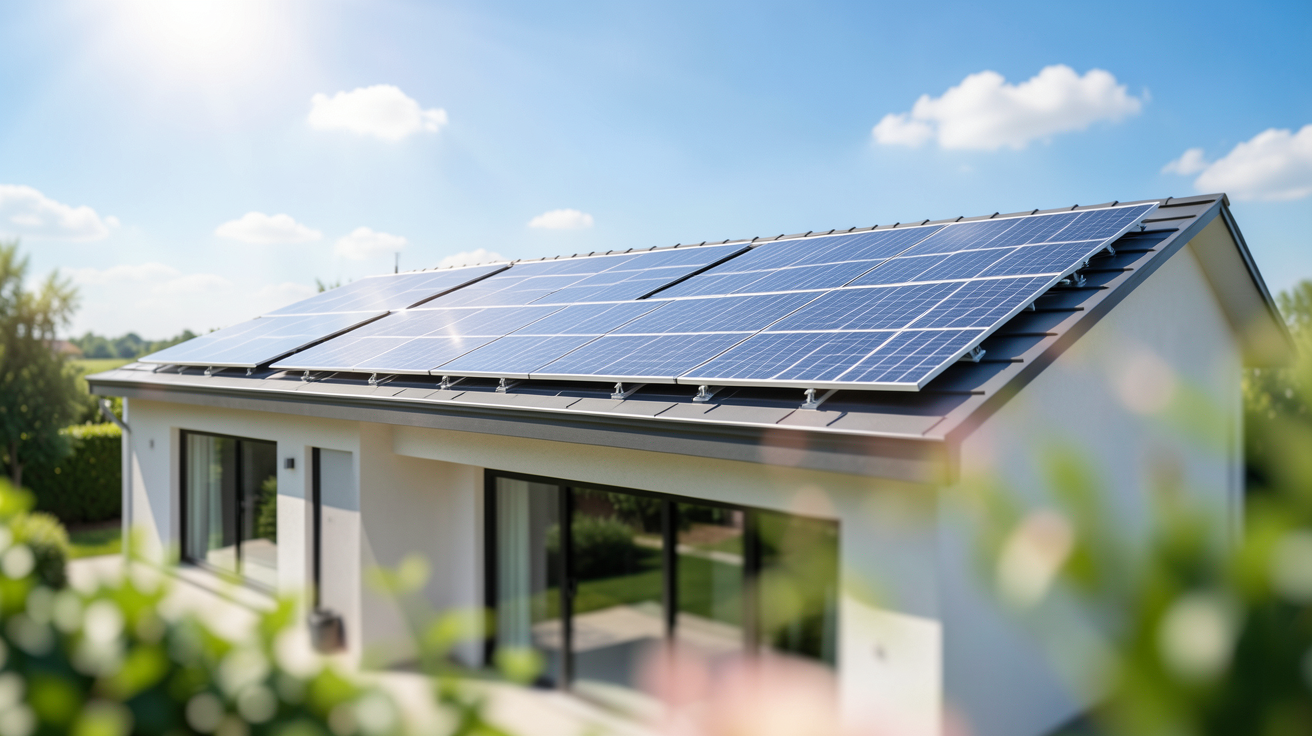 prix moyen d un panneau photovoltaique illustré par une installation solaire résidentielle et le concept d'aides financières