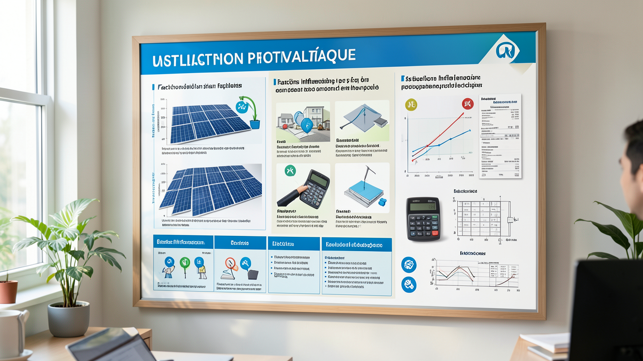 prix moyen d'une installation photovoltaïque facteurs influençant le coût affichés sur un tableau comparatif professionnel