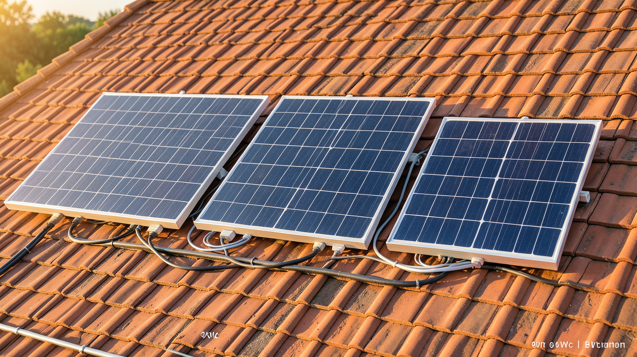 prix moyen panneau photovoltaïque montrant une installation avec trois panneaux de 3 kWc, 6 kWc et 9 kWc sur un toit
