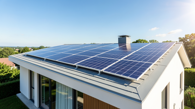 prix moyen panneau photovoltaïque installé sur une toiture résidentielle moderne