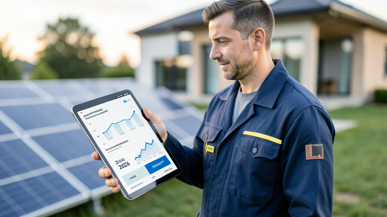 prix moyen photovoltaïque 2026 : installation solaire en France avec données chiffrées sur tablette