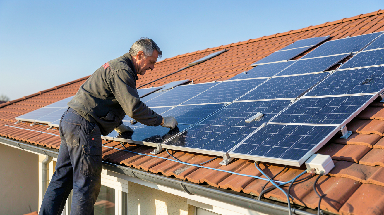 prix moyen photovoltaïque : installation de panneaux solaires en pose surimposée sur une toiture