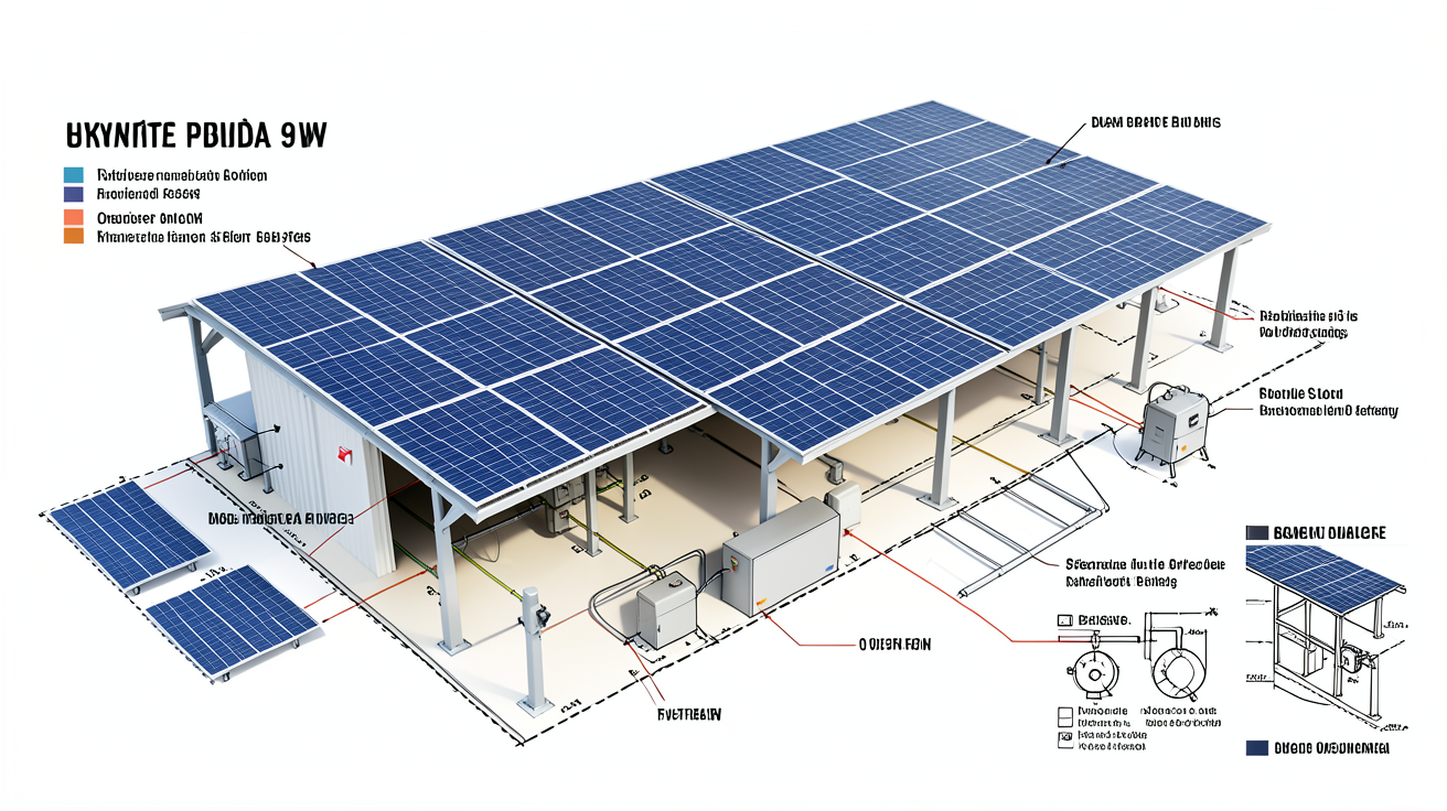prix onduleur photovoltaïque 9 kW : schéma d'installation hybride avec batterie et onduleur