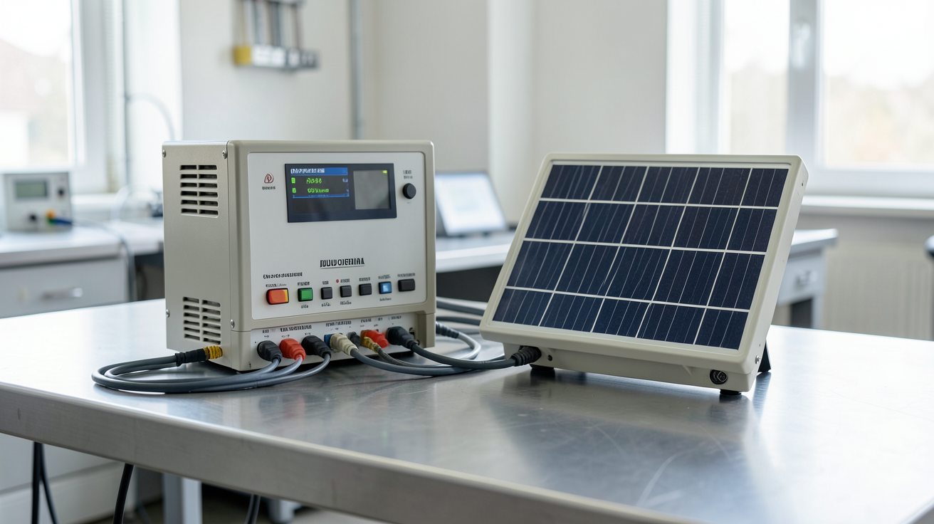 prix d'un onduleur photovoltaïque : comparaison entre un onduleur central et un micro-onduleur posés sur une table technique