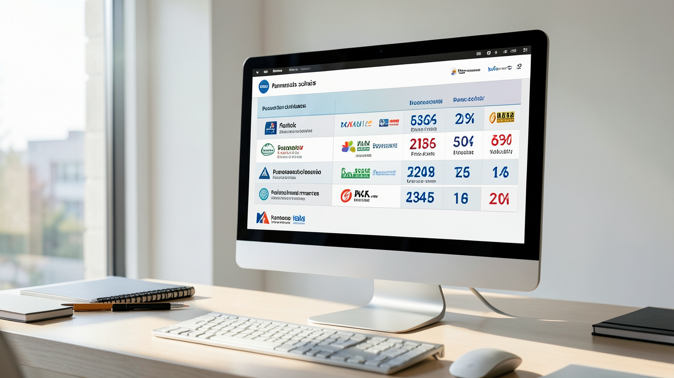 prix panneau tableau comparatif des principales marques disponibles en France affiché sur un écran d'ordinateur