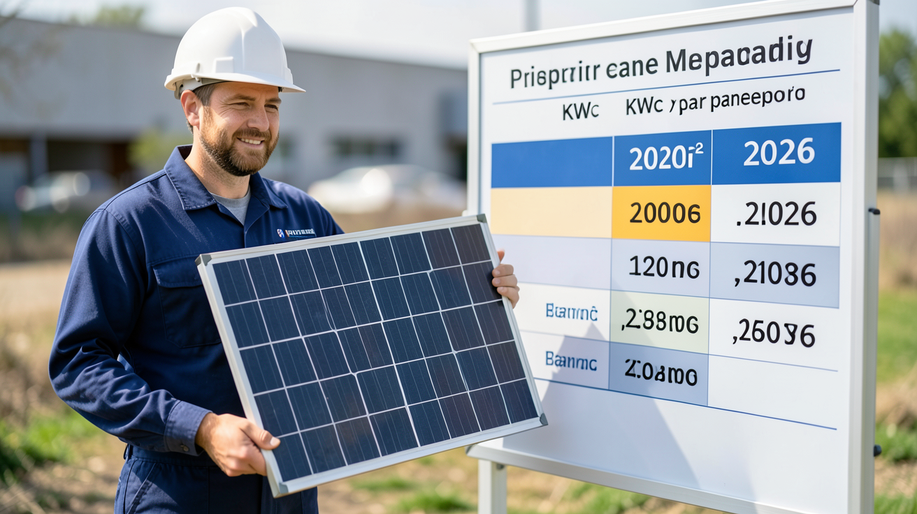 prix panneau photovoltaïque 2026 comparaison des coûts au m², par kWc et par panneau