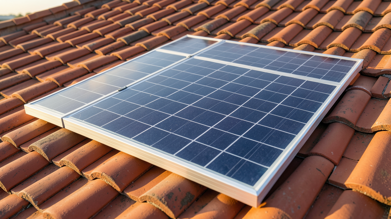 prix d un panneau photovoltaique 300w installé sur un toit en tuiles rouges