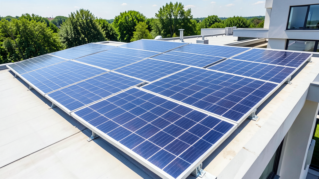 prix panneau photovoltaique 400wc installés sur une toiture résidentielle moderne sous un soleil radieux