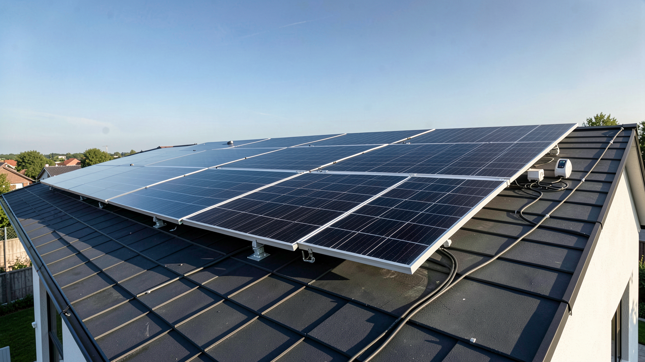 prix panneau photovoltaique 6kw installation sur toit de maison moderne en 2026