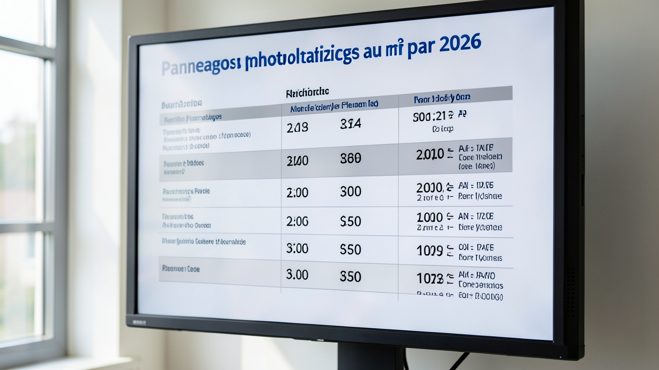 prix d'un panneau photovoltaïque au m2 : tableau comparatif 2026 par type de panneaux