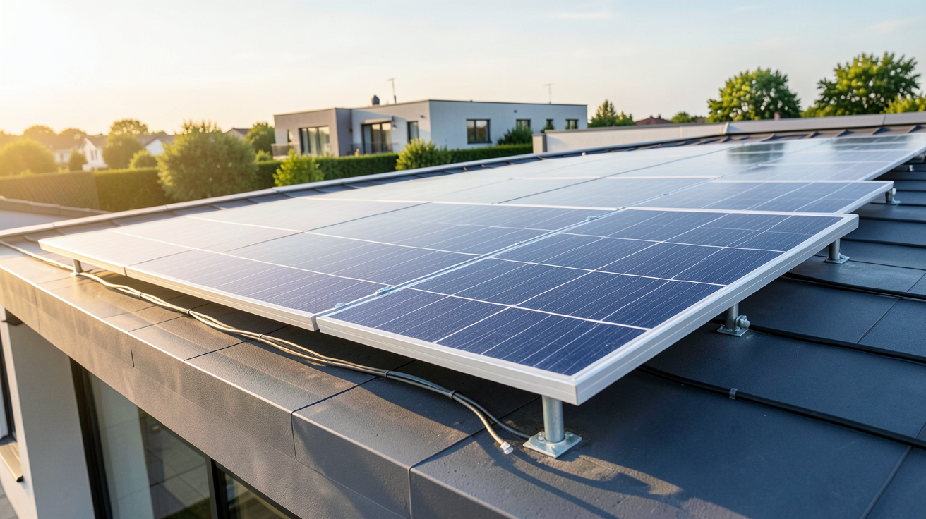 prix d’un panneau photovoltaïque au m2 installé sur un toit résidentiel moderne
