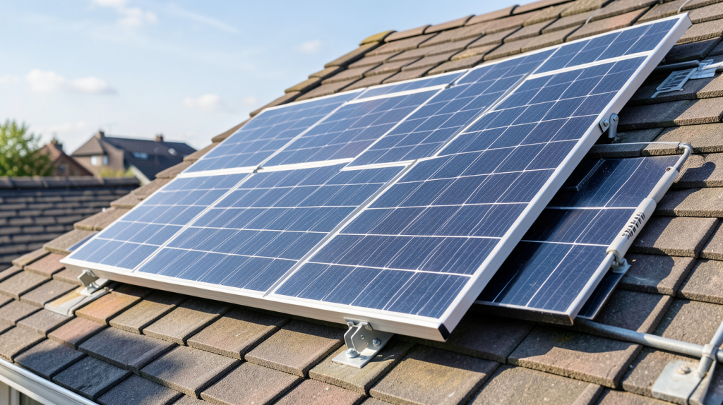 prix panneau photovoltaique avec micro onduleur installé sur un toit résidentiel en plein jour