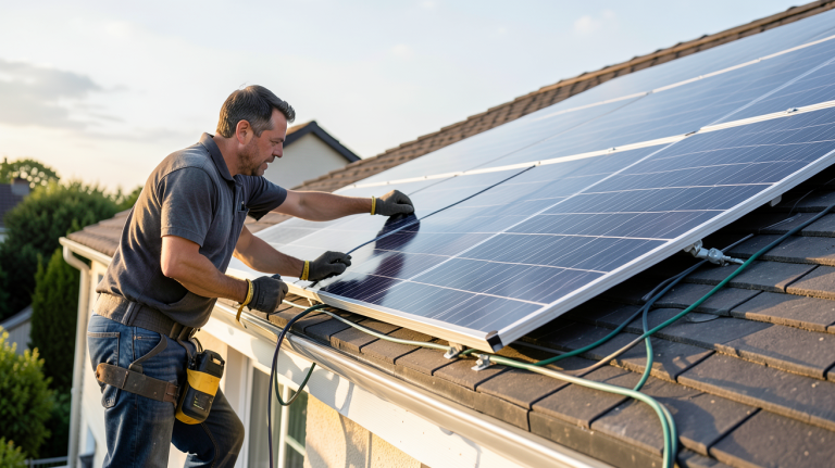 prix panneau photovoltaïque m2 installation sur toit de maison individuelle