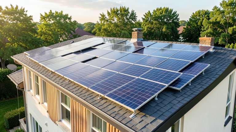 prix panneau photovoltaïque maison installation sur toit d'une résidence