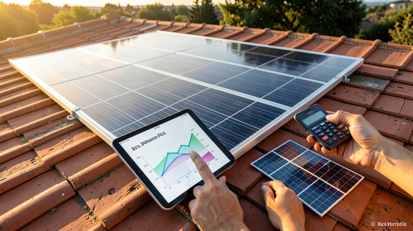 prix panneau photovoltaïque monocristallin avec facteurs de variation illustrés sur un toit