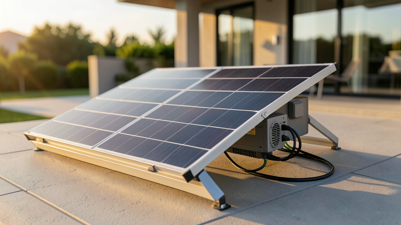 prix d'un panneau solaire 1000W kit plug-and-play 2025 posé sur une terrasse ensoleillée
