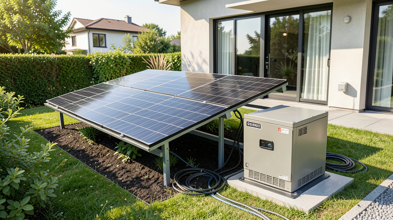 prix panneau solaire 6 kWc avec batterie installé sur le toit d'une maison moderne