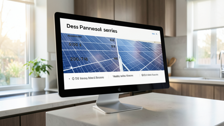 prix panneau solaire affiché sur un écran numérique montrant le coût des installations dans une maison contemporaine