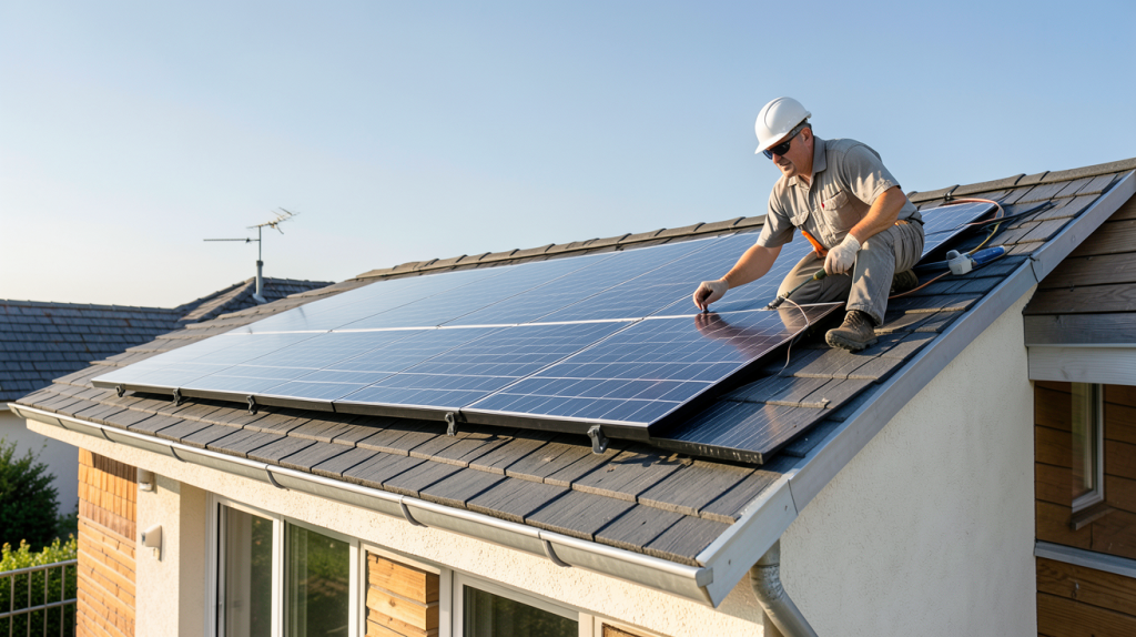 prix d'un panneau solaire au m2 installation sur toit de maison individuelle