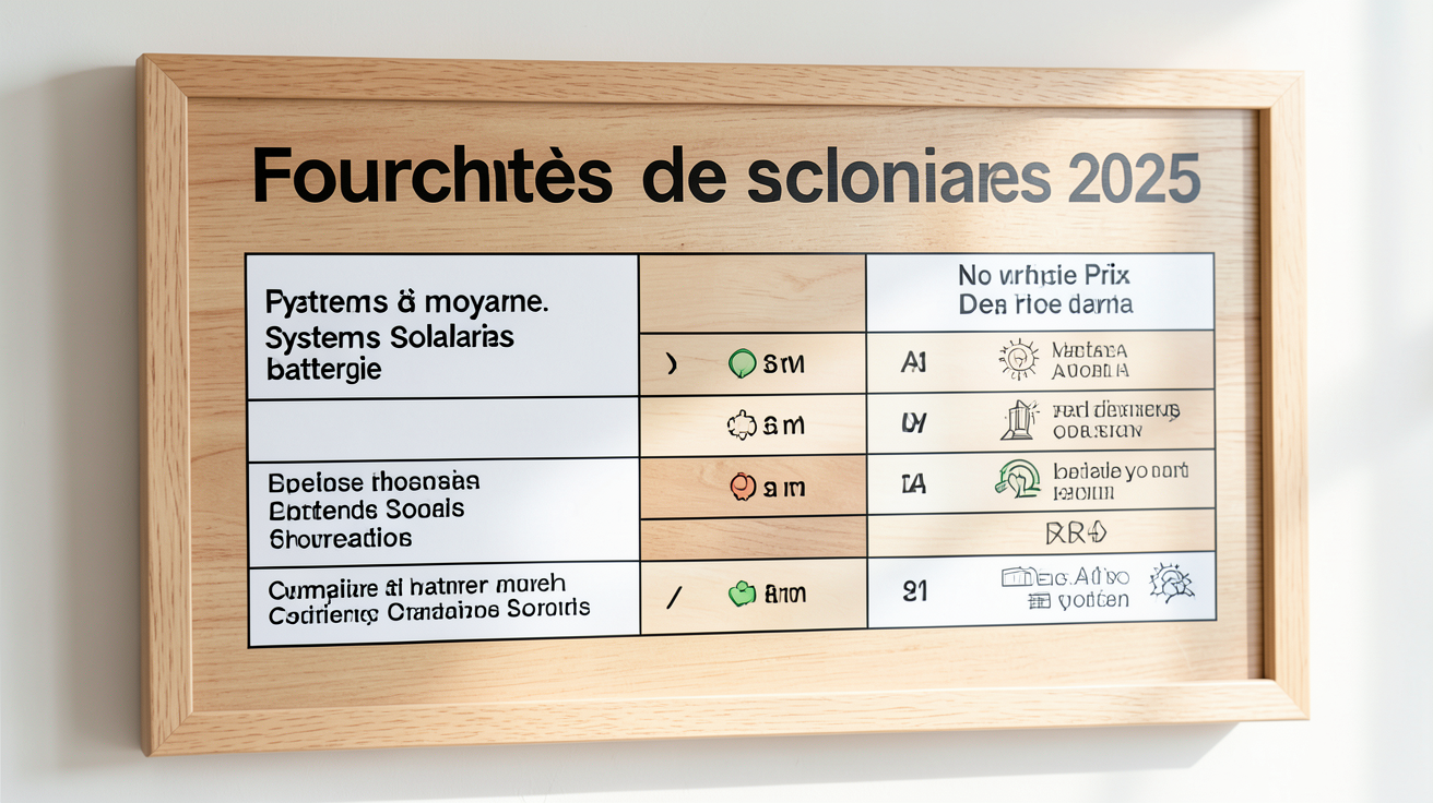 prix panneau solaire avec batterie tableau comparatif fourchette 2025