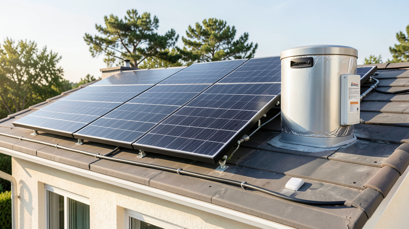 prix panneau solaire eau chaude : kit chauffe-eau solaire clé en main installé sur le toit d'une maison