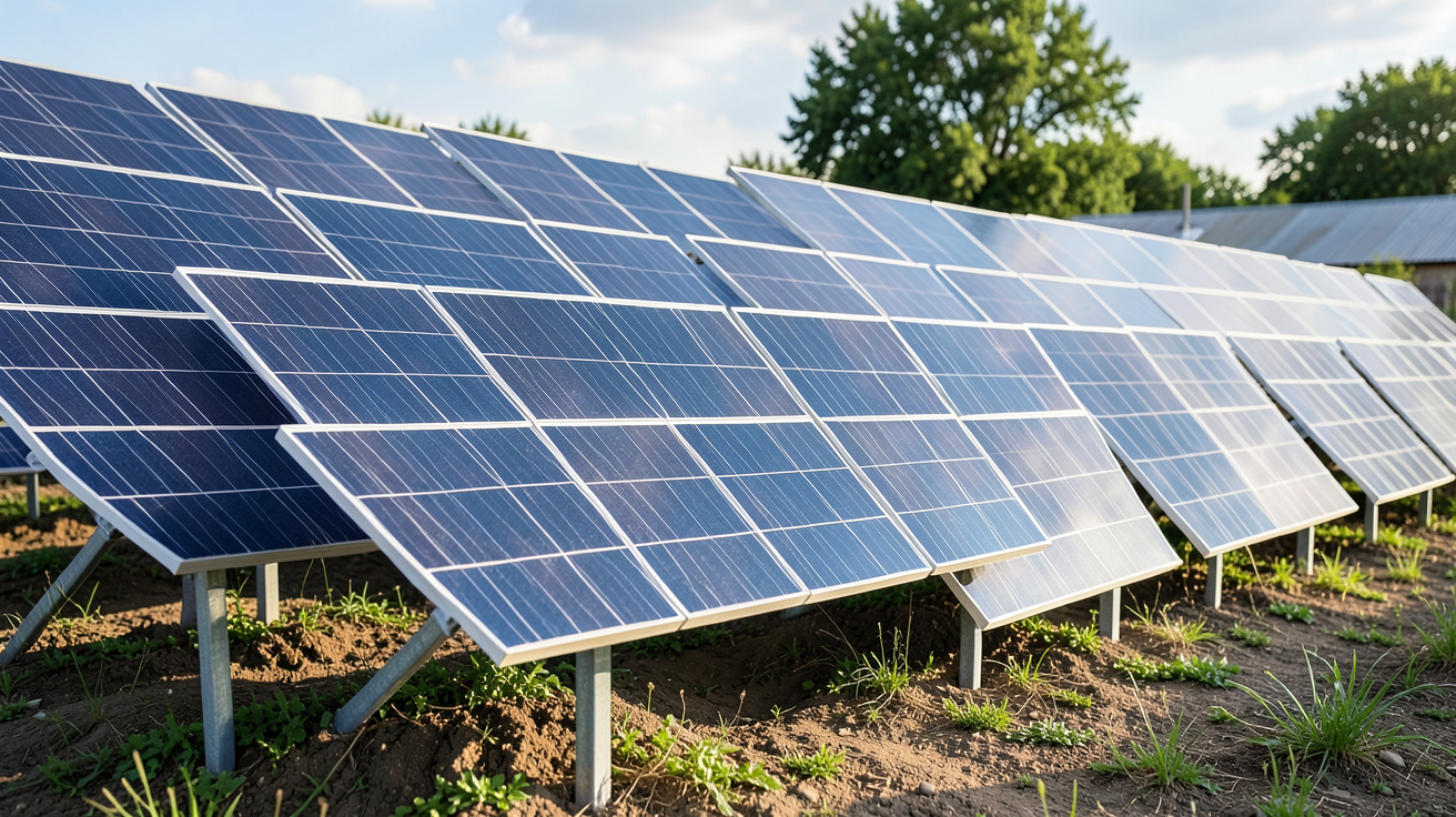 prix panneau solaire illustrant les fourchettes de prix en 2025 avec des panneaux de hauteurs variées