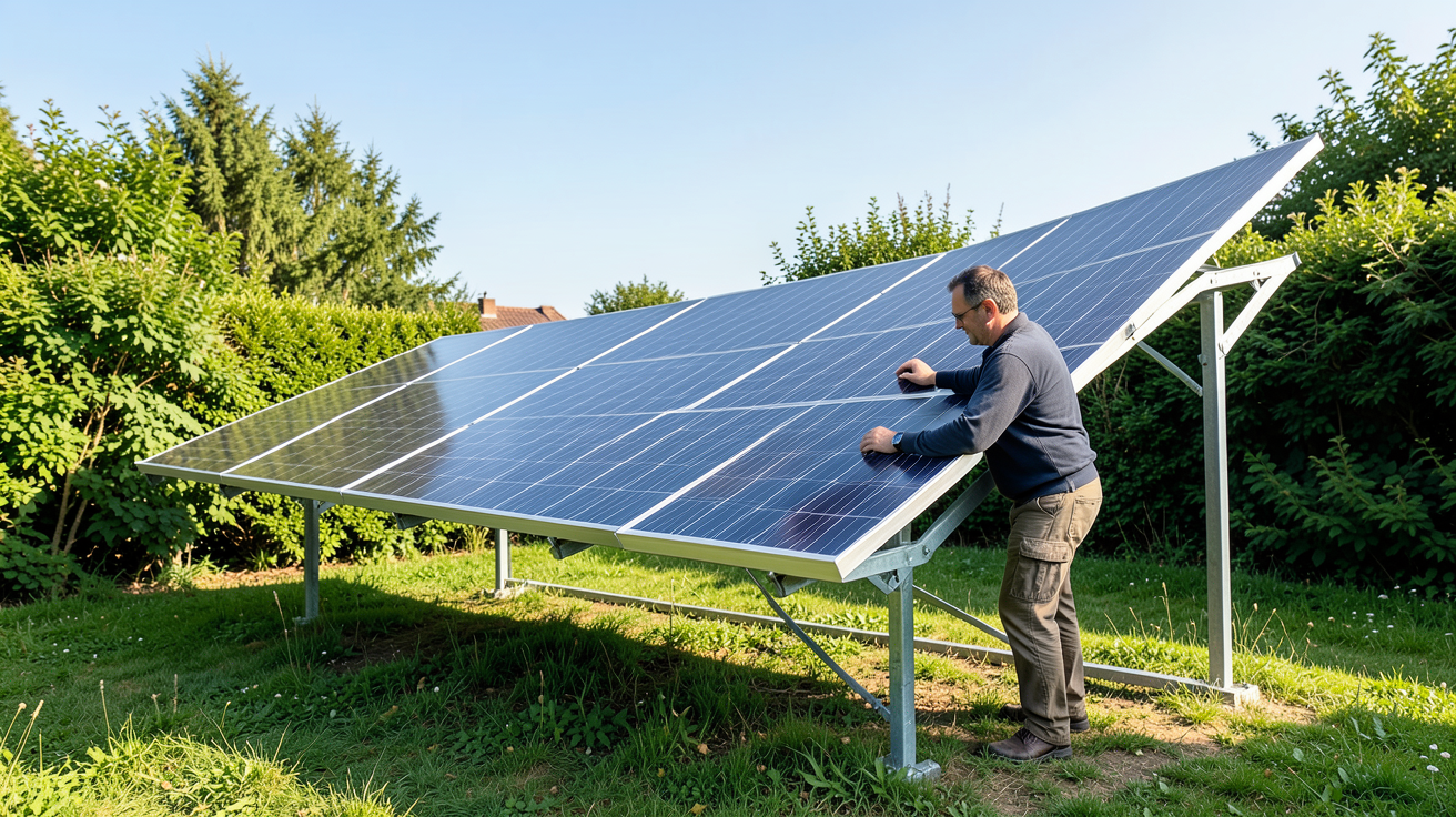 prix panneau solaire jardin installation réussie avec professionnel en action