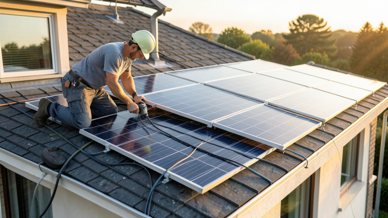 prix panneau solaire maison individuelle installation réaliste sur toit