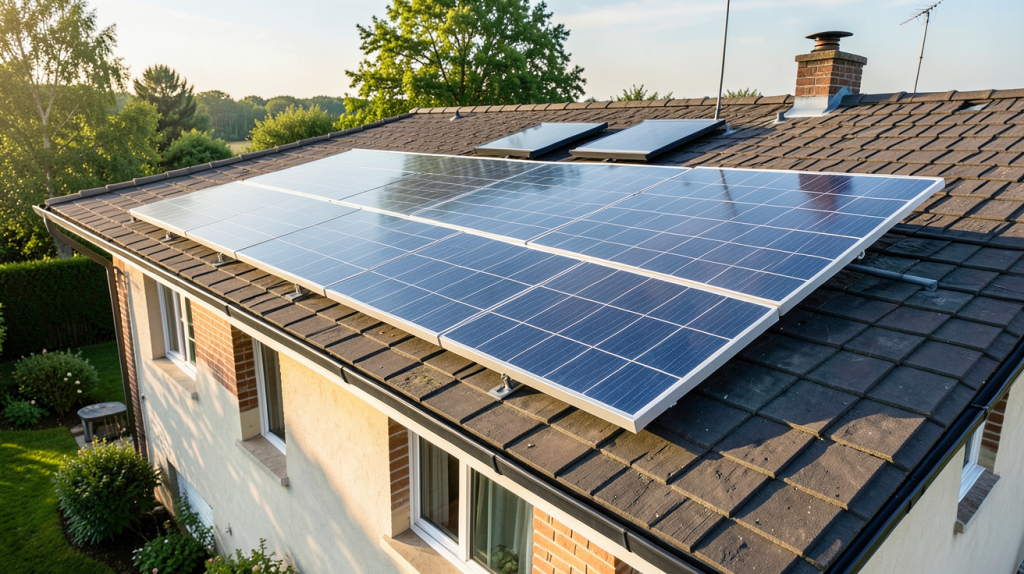 prix panneau solaire photovoltaïque m2 installé sur le toit d'une maison individuelle