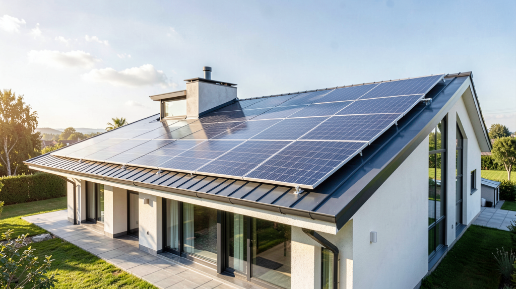 prix panneau solaire pour maison 150m2 illustré par une installation photovoltaïque sur une habitation moderne
