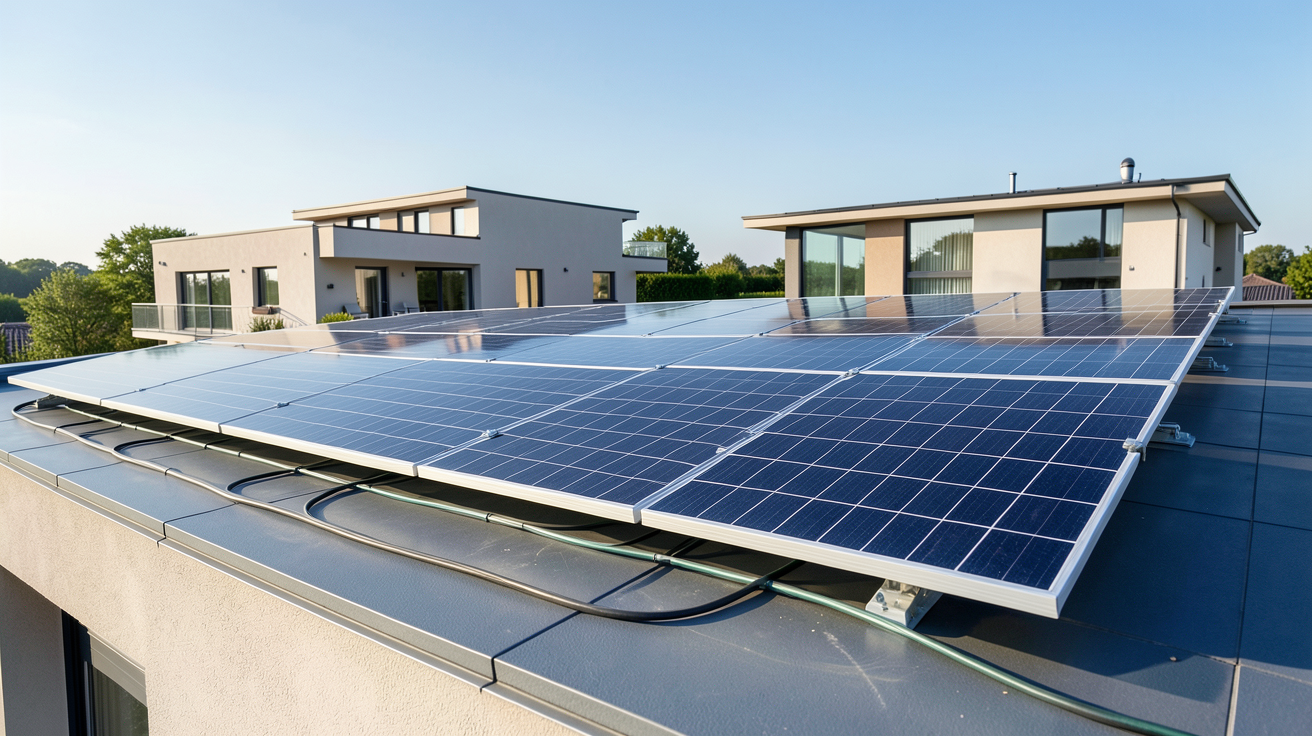prix panneau solaire pour maison 200m2 installation de panneaux photovoltaïques sur une toiture moderne