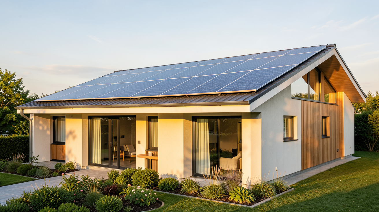 prix panneau solaire pour maison illustré par une installation sur un toit résidentiel moderne