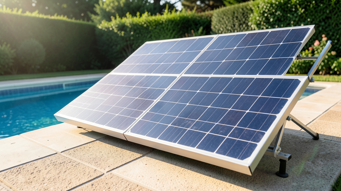 prix panneau solaire pour pompe piscine installé à l'extérieur près d'une piscine