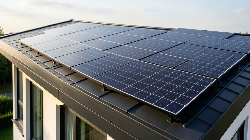prix panneau solaire toit installation sur une maison contemporaine