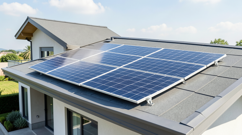 prix panneau solaire installé sur le toit d'une maison moderne